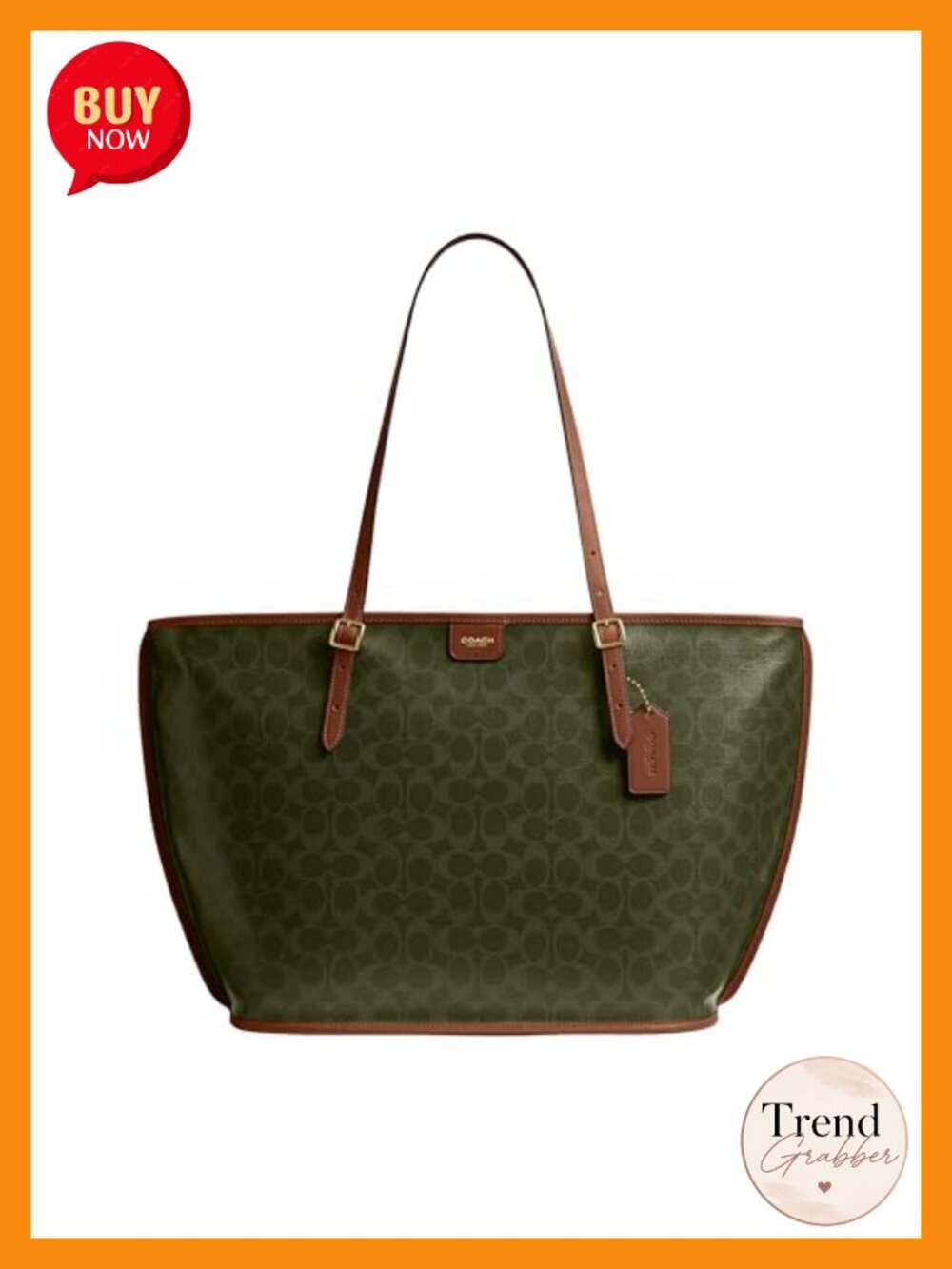 Vintage Signature Canvas Tote Bag with Leather Trim
